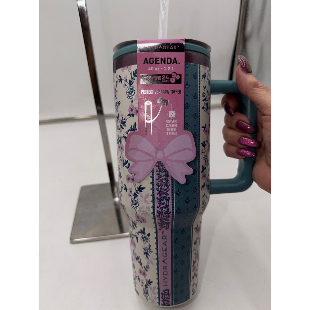 HydraGear Agenda 40oz Floral Insulated Tumbler Purple Teal NEW NO TOPPER